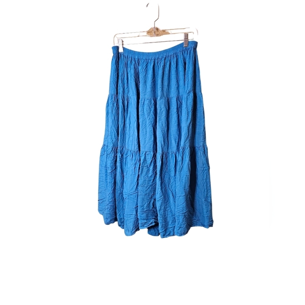 Vintage Cactus Flower blue maxi skirt size 6